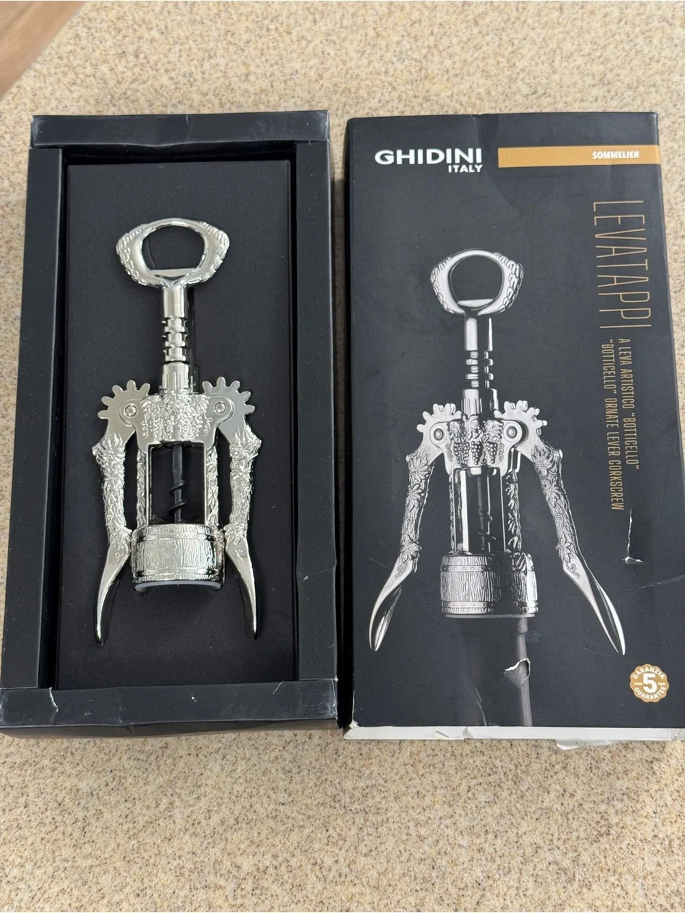 Ghidini Italy Wine Bottle Corkscrew Opener Sommelier NEW Antique Vintage Style